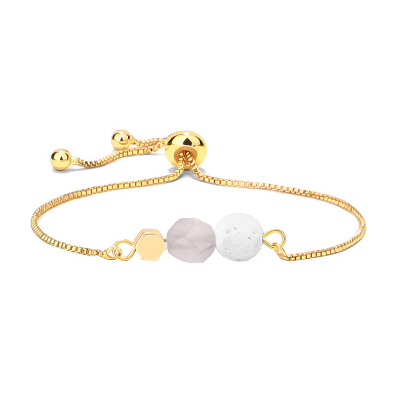 14K Gold Plated Color Preserving Box Chain Tiger Eye Volcanic Stone Yoga Bracelet