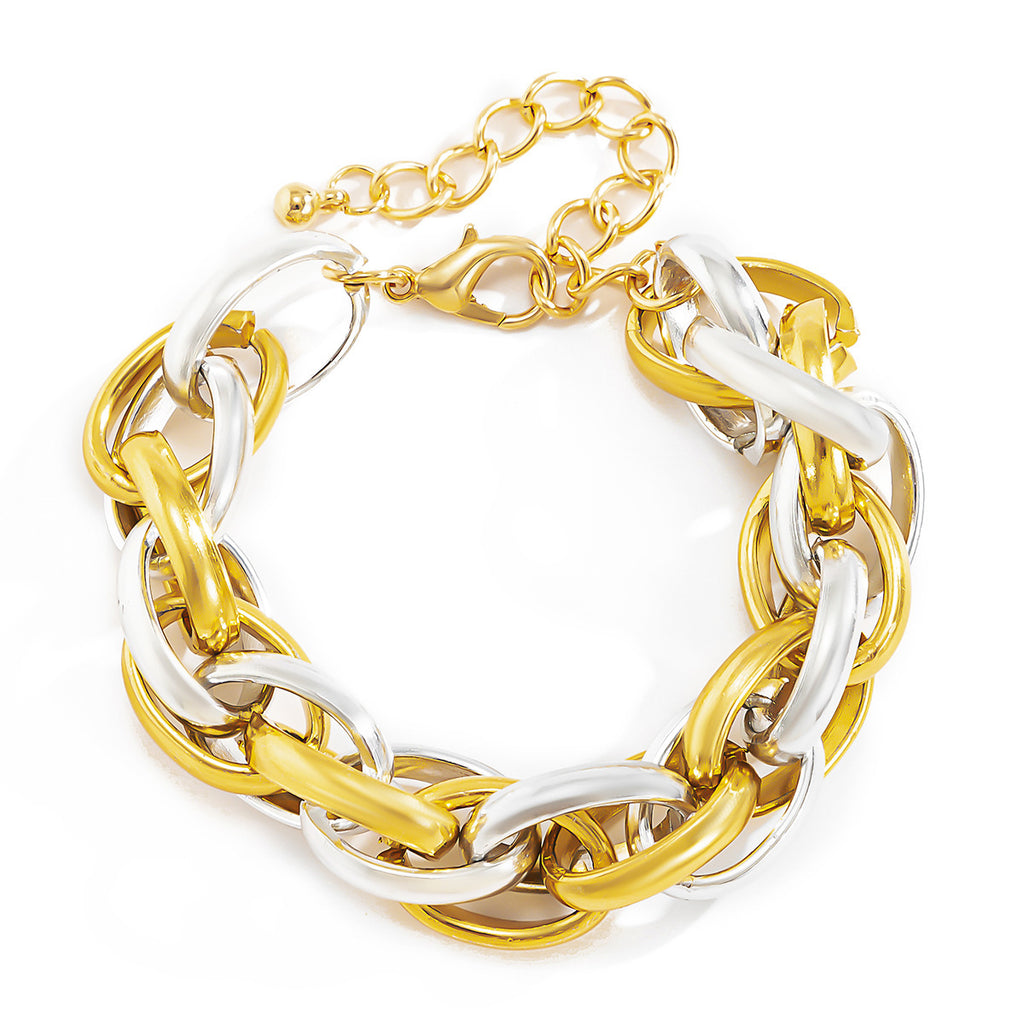 Exaggerated Hip-hop Color Matching Irregular Winding Metal Chain Bracelet