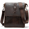 Top Layer Cowhide Vertical Men's Messenger Bag Fashion  Print Business Shoulder Bag