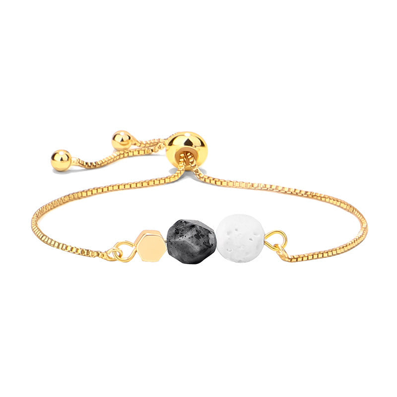 14K Gold Plated Color Preserving Box Chain Tiger Eye Volcanic Stone Yoga Bracelet