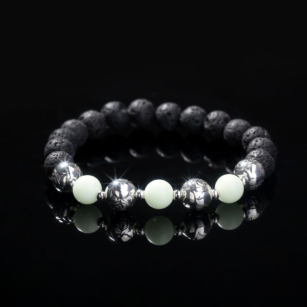 Black Volcanic Stone Bracelet Luminous Bead Bracelet