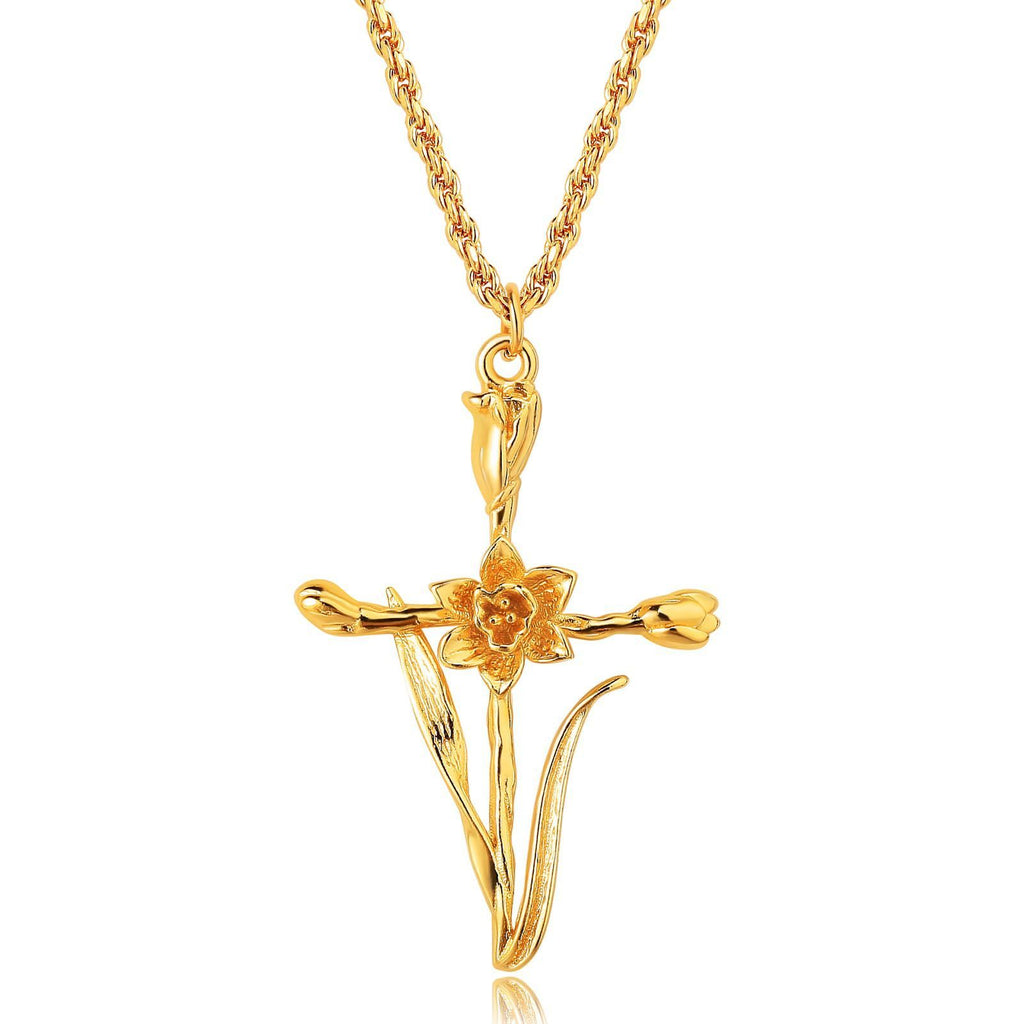 December Flower Necklace Cross Necklace Three-dimensional Vacuum