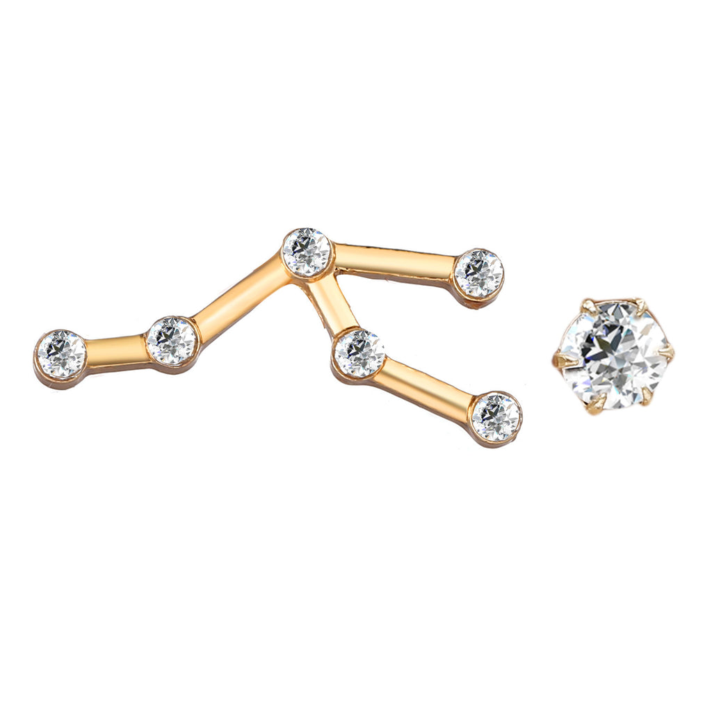 Retro creative new fashion twelve constellation stud earrings