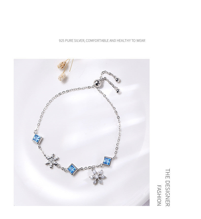 Snowflake Bracelet Women S925 Sterling Silver Color Diamond Bracelet