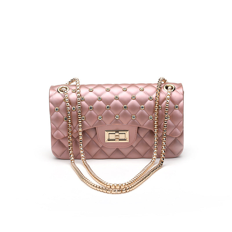 Diamond Chain One-Shoulder Diagonal Small Square Bag