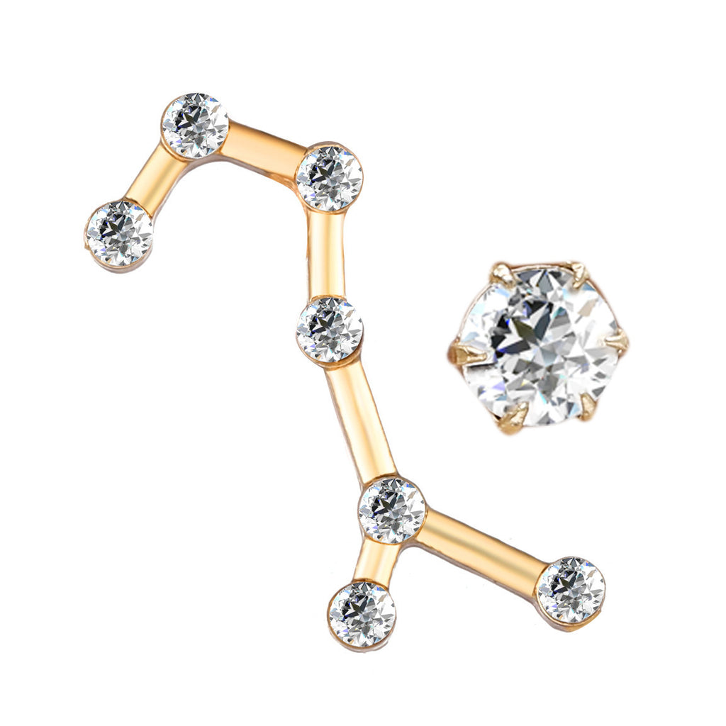 Retro creative new fashion twelve constellation stud earrings