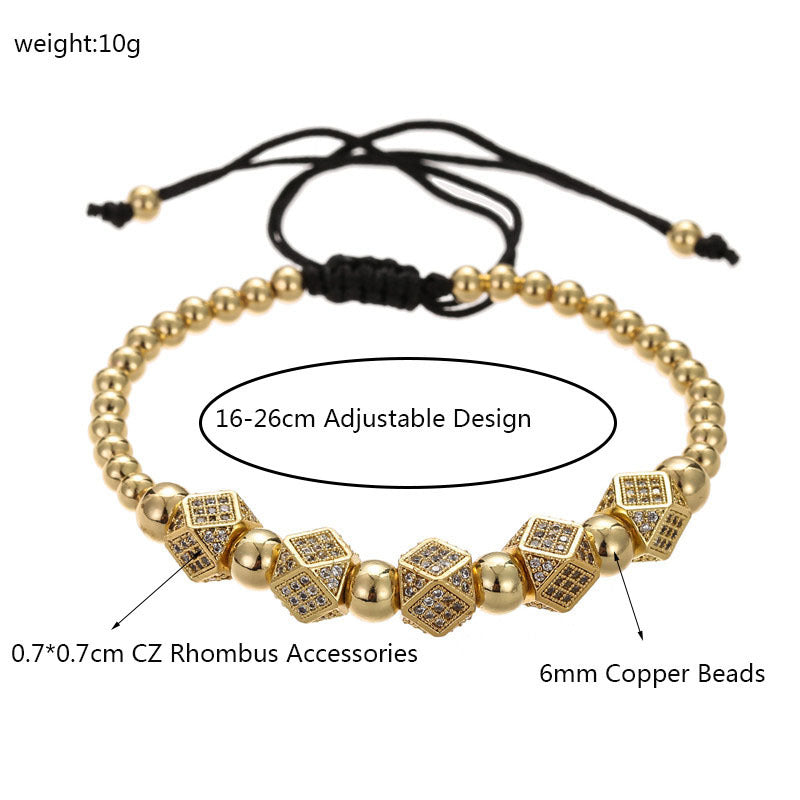Woven five diamond four-color bracelet