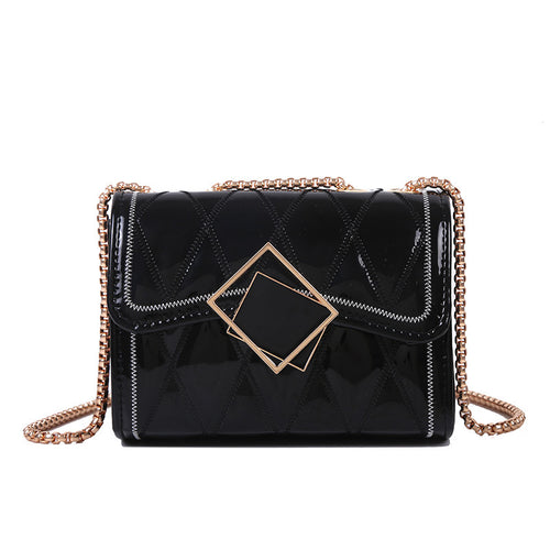 Lingge Chain Small Bag Western Patent Leather Shoulder Messenger Bag