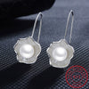 Ladies Silver Pearl Lotus Earrings