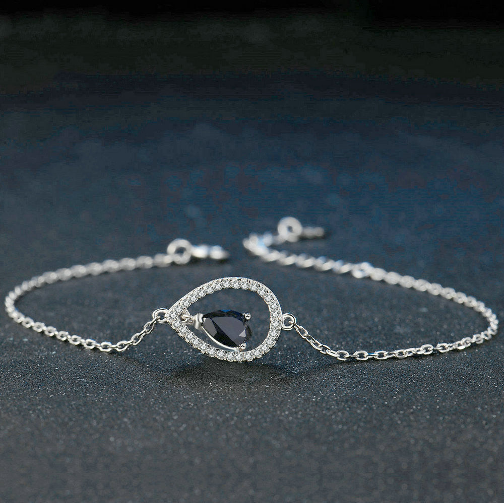 Natural black sapphire and white gold bracelet