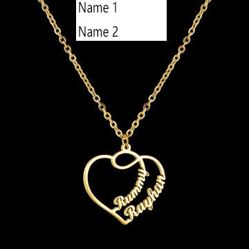 Personalize necklace custom 2 names heart necklace
