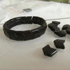 Black wide row germanium stone bracelet