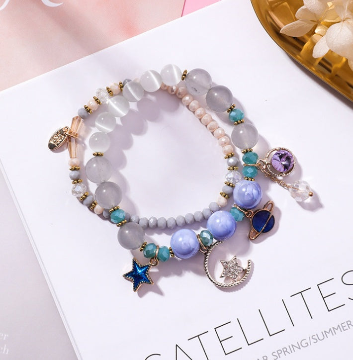 Stars Moon Cat Eye Crystal Multilayer Bracelet Women