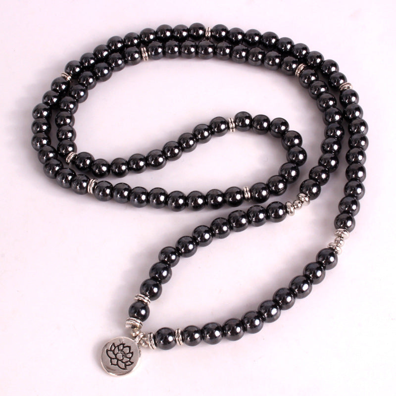 Black Gallstone 108Mala Bead Bracelet