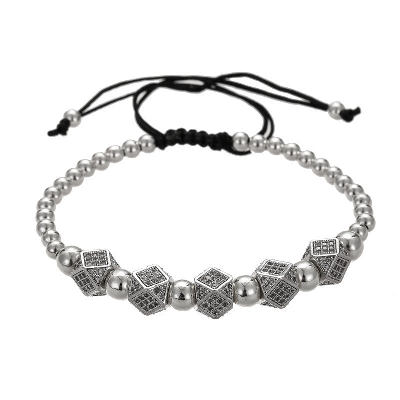 Woven five diamond four-color bracelet