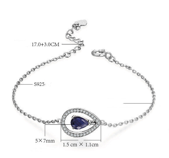 Natural black sapphire and white gold bracelet