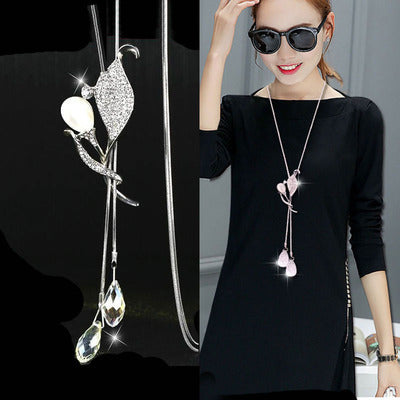 New necklace pearl swan sweater chain