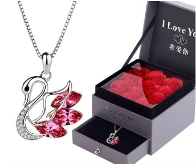 Glitter Swan Pendant necklace clavicle chain