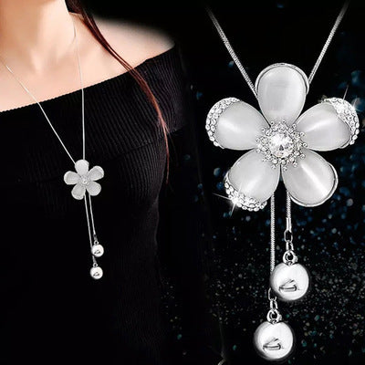 New necklace pearl swan sweater chain