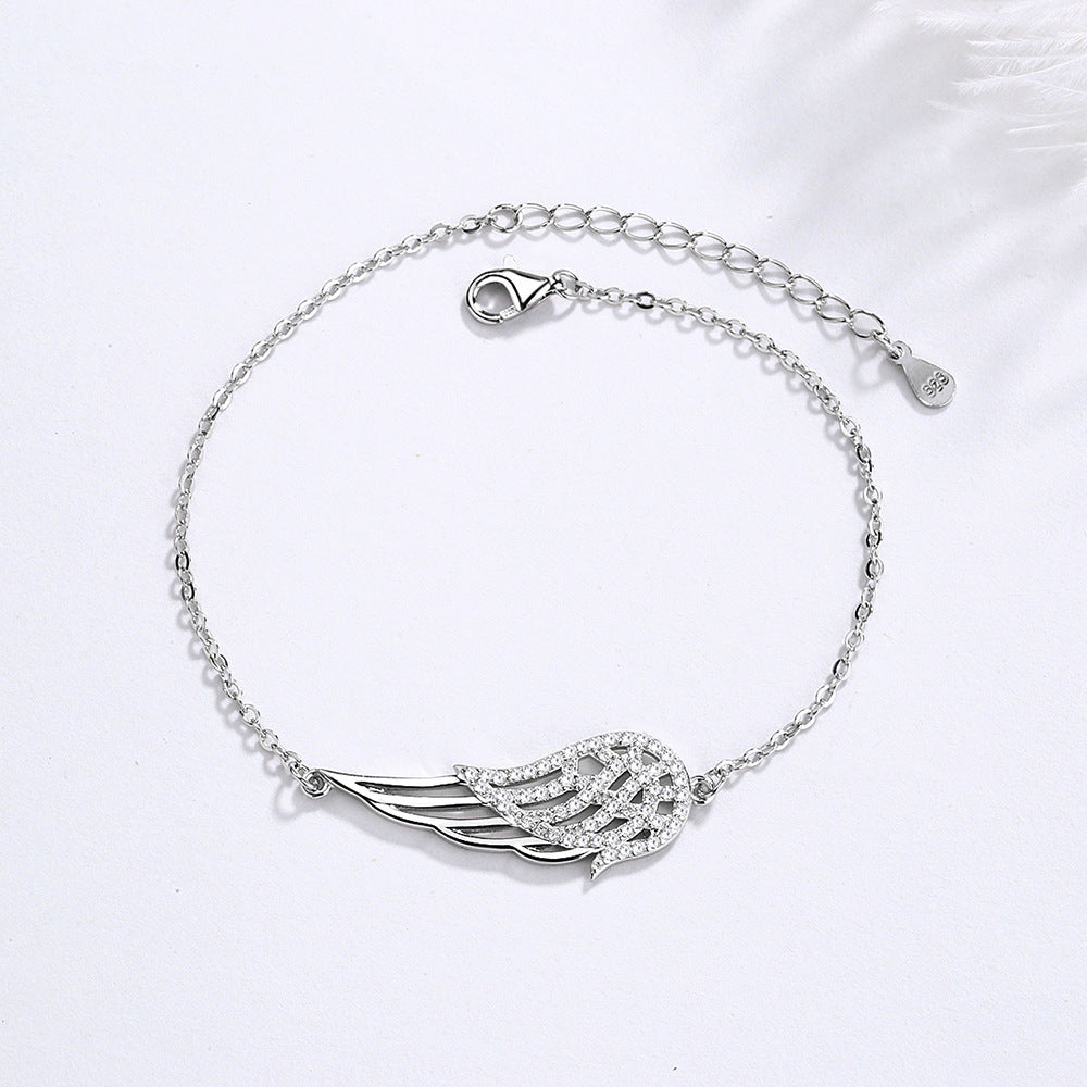 Sterling silver 925 angel wings bracelet women