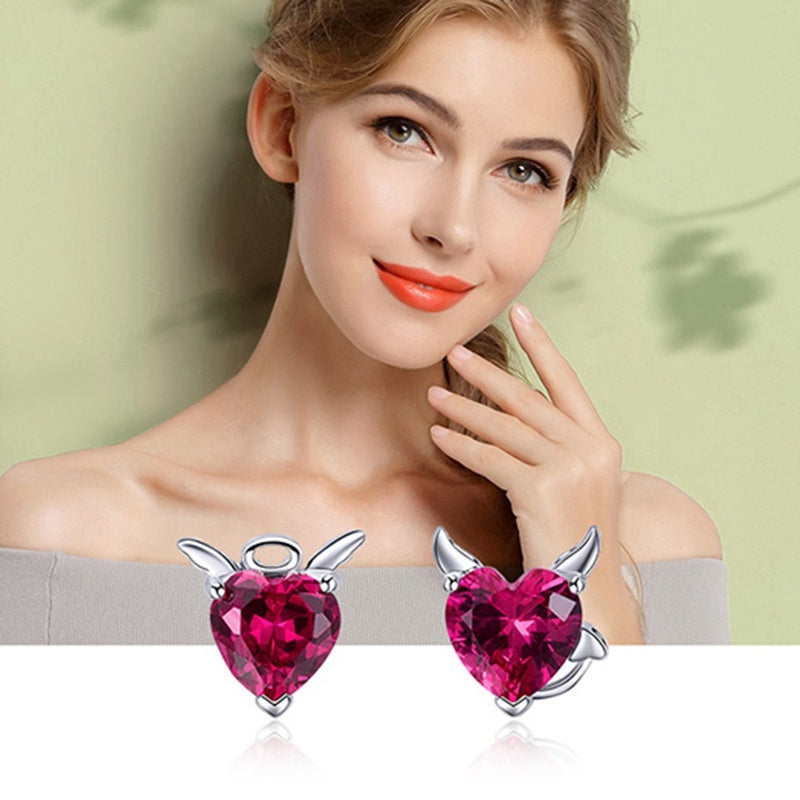 Lady Angel and Devil Heart Earrings
