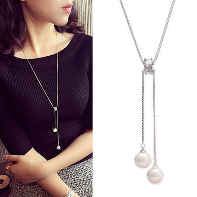New necklace pearl swan sweater chain
