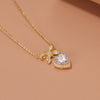 S925 Sterling Silver Princess Knot Necklace For Women Love Heart Bow Tie