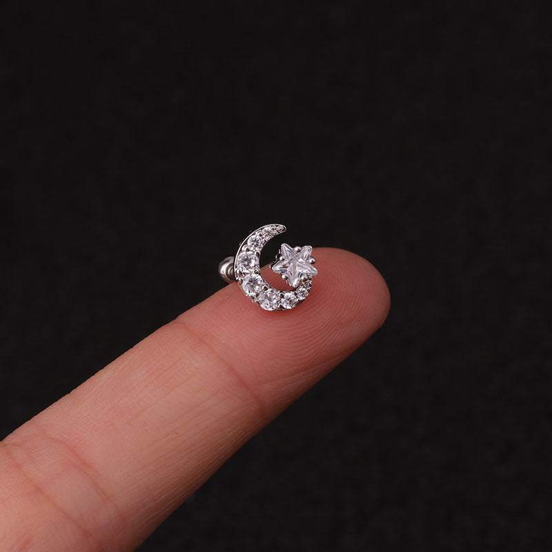 Rough Rod Earring Screw Stainless Steel Double-Sided Screw Earring Nail Female
