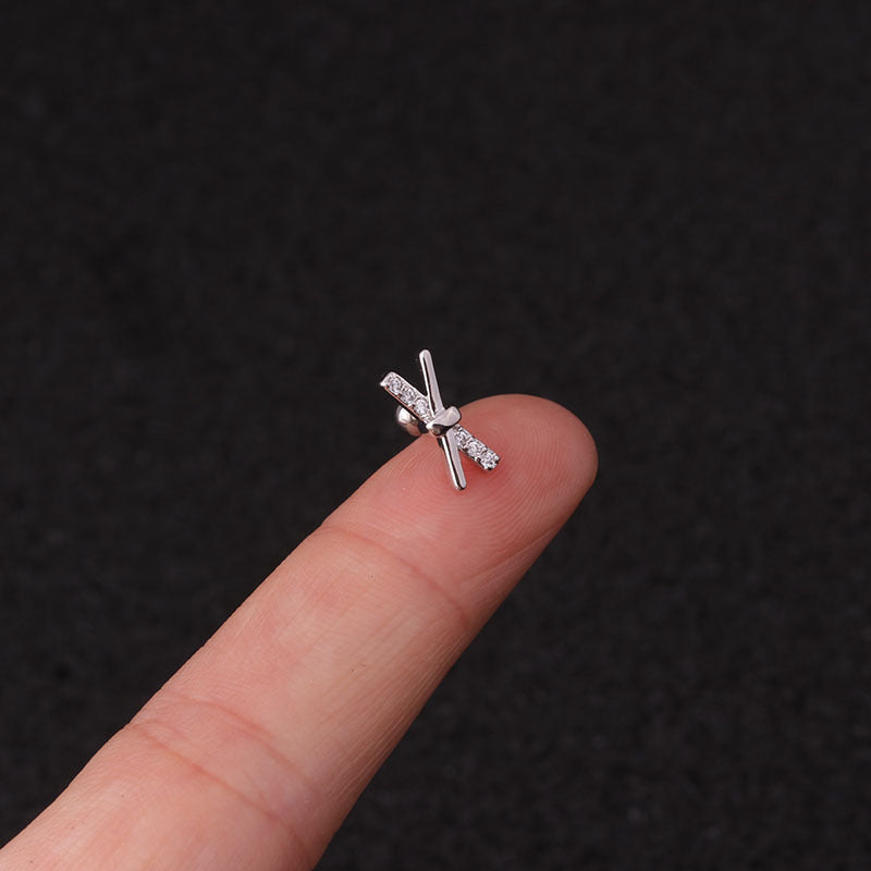 Rough Rod Earring Screw Stainless Steel Double-Sided Screw Earring Nail Female