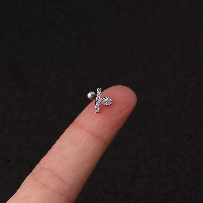 Rough Rod Earring Screw Stainless Steel Double-Sided Screw Earring Nail Female