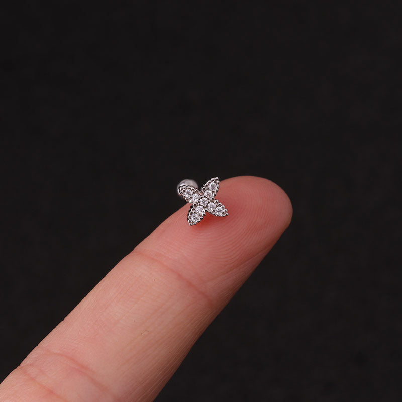 Rough Rod Earring Screw Stainless Steel Double-Sided Screw Earring Nail Female