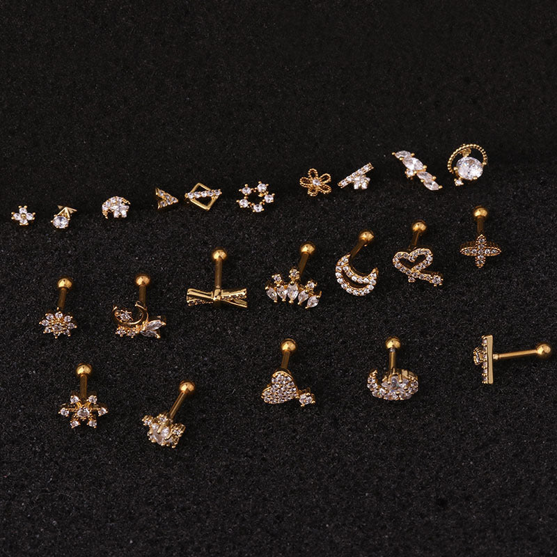 Rough Rod Earring Screw Stainless Steel Double-Sided Screw Earring Nail Female