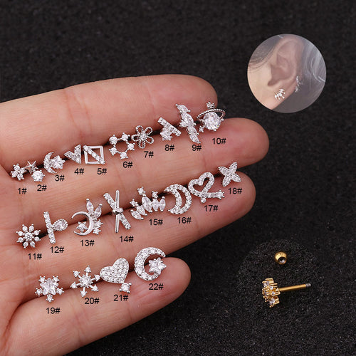 Rough Rod Earring Screw Stainless Steel Double-Sided Screw Earring Nail Female