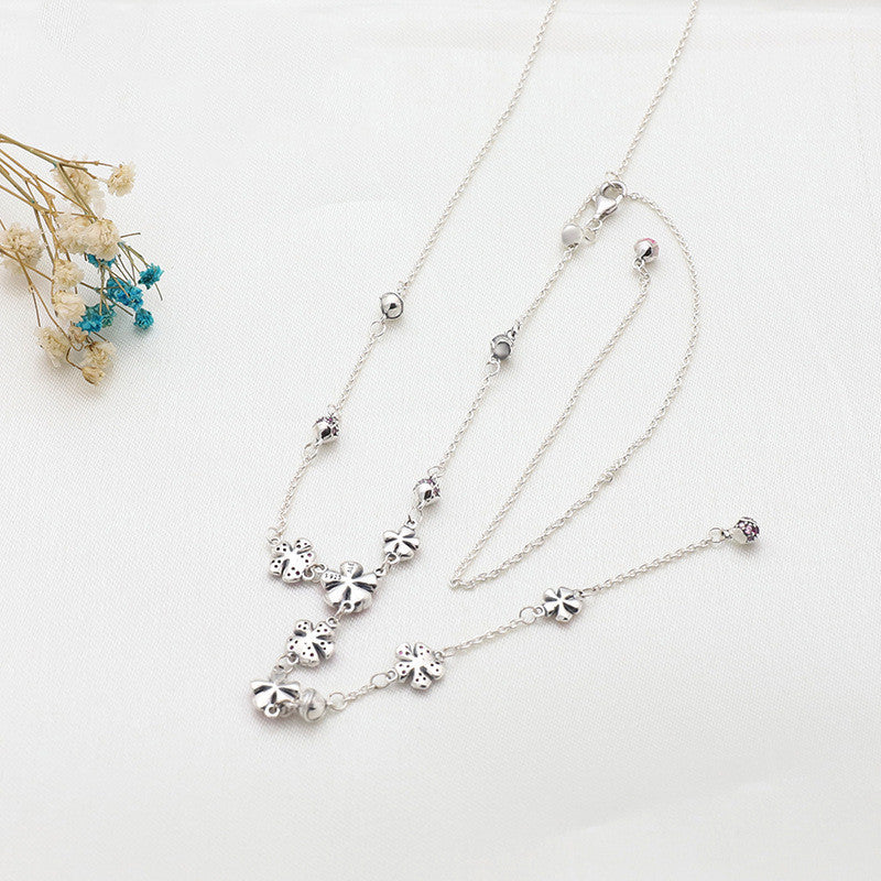 Manman Peach Blossom Series S925 Silver Necklace Adjustable Necklace