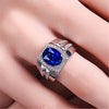 18K Gold Inlaid Blue Crystal Engagement Ring