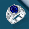 18K Gold Inlaid Blue Crystal Engagement Ring