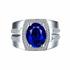 18K Gold Inlaid Blue Crystal Engagement Ring