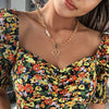 Fashion Alloy Necklace Creative Geometric Love Crystal Pendant Necklace