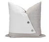 Pillow Beige Square Pillow Stitching White Leather