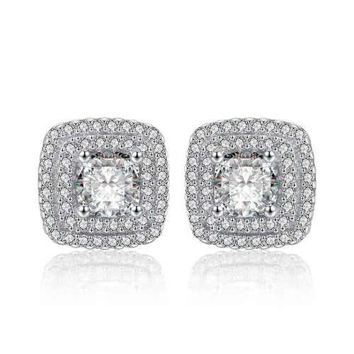 Square Full Diamond Zircon Earrings
