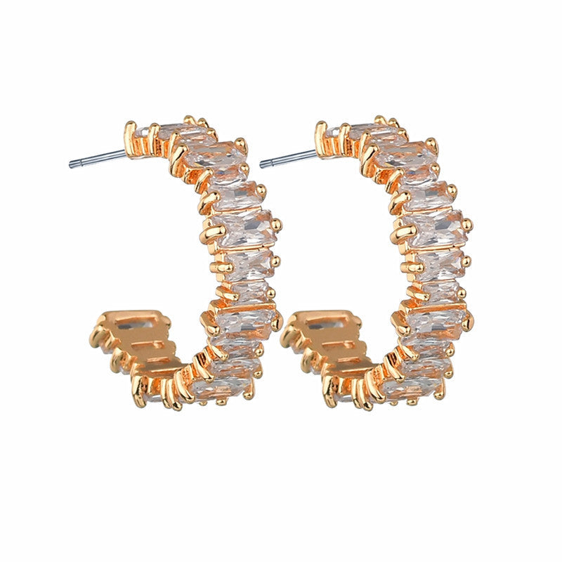 Creative Earrings Rectangular Zircon Inlaid Geometric Earrings