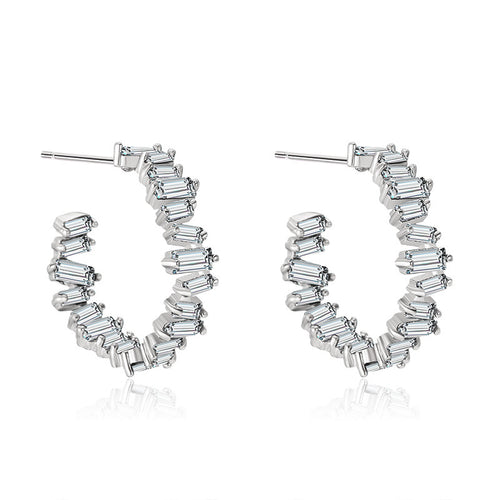 South Korea Dongdaemun Earrings Female Simple Temperament Micro-inlaid Zircon Earrings