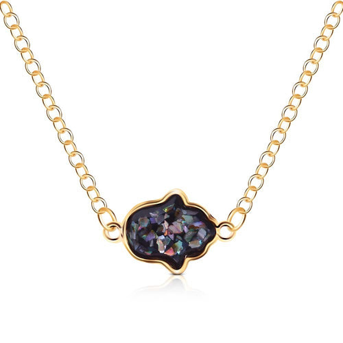 Necklace Magic Color Resin Palm Pendant Necklace Aobao Palm Necklace Clavicle Chain