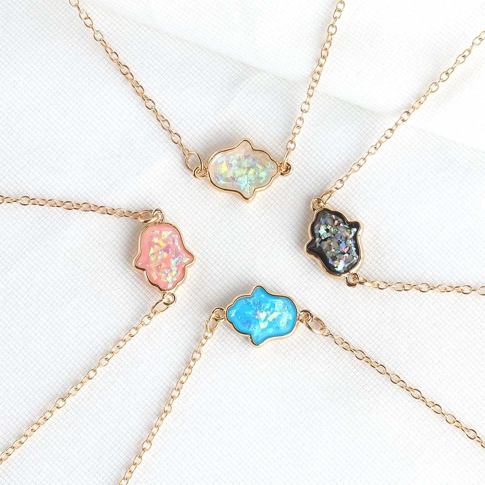 Necklace Magic Color Resin Palm Pendant Necklace Aobao Palm Necklace Clavicle Chain