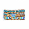 Color Blue Opal Leather Braided Bracelet