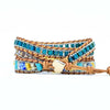 Color Blue Opal Leather Braided Bracelet