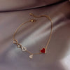 Love Red Peach Heart Girl Real Gold Plating  Korean Simple Temperament Bracelet