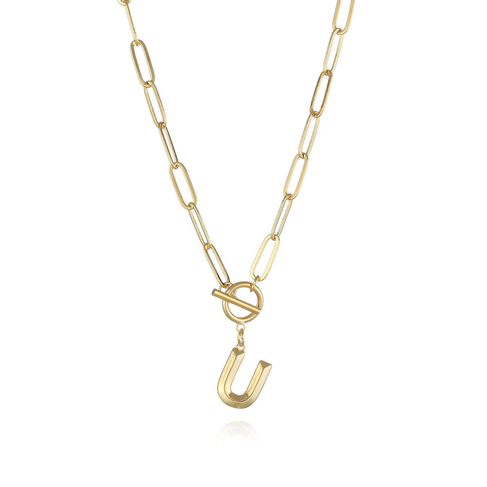 Letter Necklace Real Gold Plated Trend Hip Hop Necklace