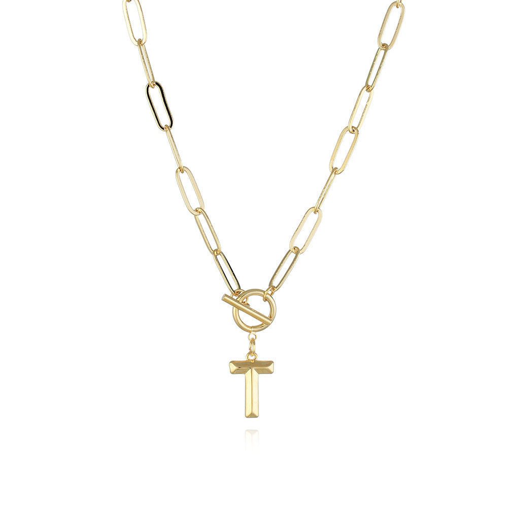 Letter Necklace Real Gold Plated Trend Hip Hop Necklace