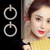 Fashion Circle Diamond Earrings Women's Pure Silver Earrings